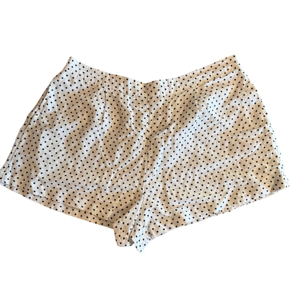 Kate Spade New York Polka Dot Linen Blend Shorts White Black Womens XL High Rise